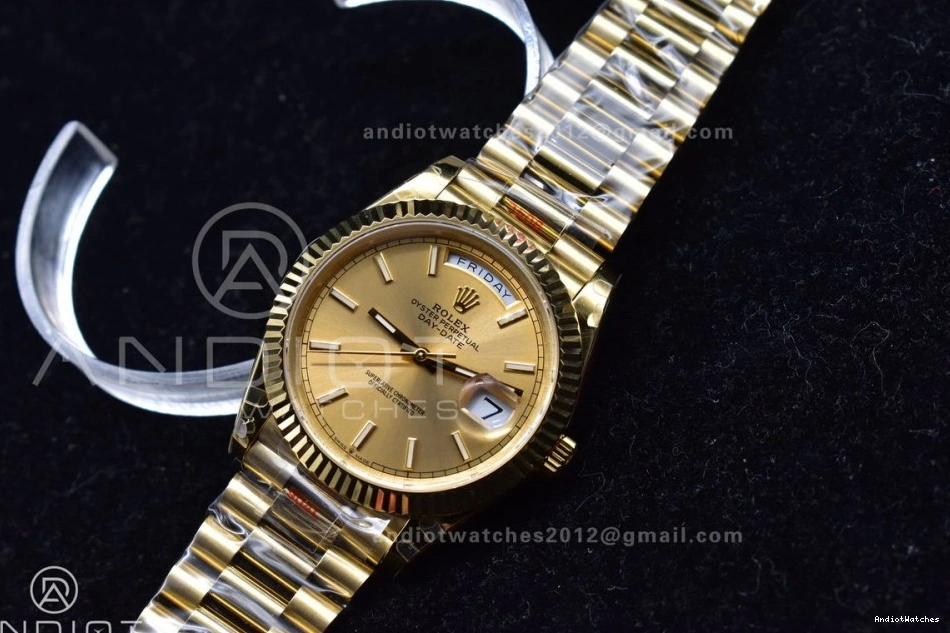 President 40 Affordable JDF Weight Gain Markers Bracelet Stick DayDate Steel YG A2836 904L V on YG Dial 731 0829